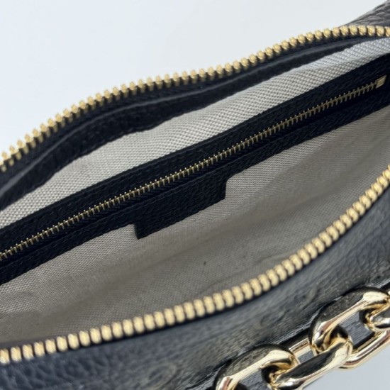 Replica Gucci 815409 GG Emblem small half moon shoulder bag Black Fake