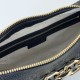 Replica Gucci 815409 GG Emblem small half moon shoulder bag Black Fake