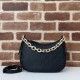 Replica Gucci 815409 GG Emblem small half moon shoulder bag Black Fake