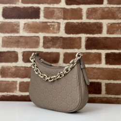 Replica Gucci 815409 GG Emblem small half moon shoulder bag  Taupe Fake