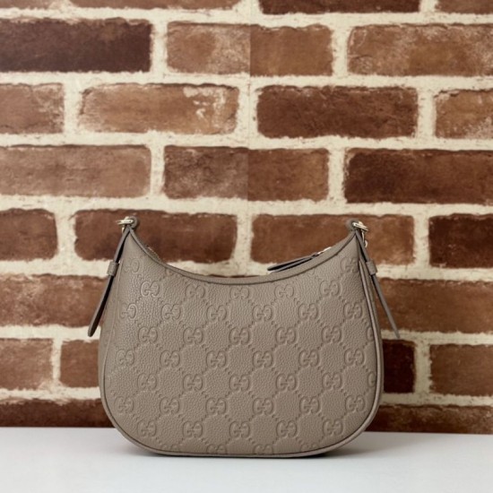 Replica Gucci 815409 GG Emblem small half moon shoulder bag  Taupe Fake