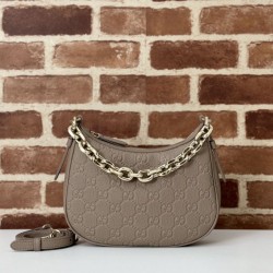 Replica Gucci 815409 GG Emblem small half moon shoulder bag  Taupe Fake