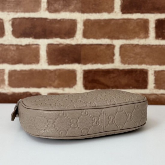 Replica Gucci 815409 GG Emblem small half moon shoulder bag  Taupe Fake