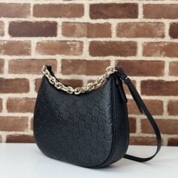 Replica Gucci 820453 GG Emblem medium shoulder bag black Fake
