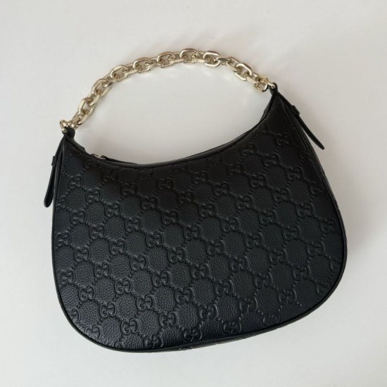 Replica Gucci 820453 GG Emblem medium shoulder bag black Fake