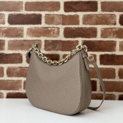 Replica Gucci 820453 GG Emblem medium shoulder bag Taupe Fake