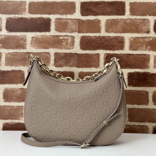 Replica Gucci 820453 GG Emblem medium shoulder bag Taupe Fake