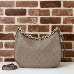 Replica Gucci 820453 GG Emblem medium shoulder bag Taupe Fake