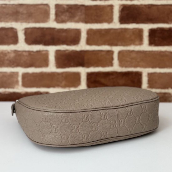 Replica Gucci 820453 GG Emblem medium shoulder bag Taupe Fake