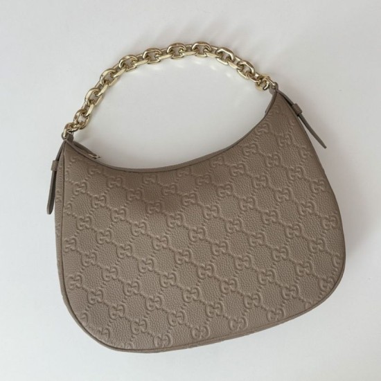 Replica Gucci 820453 GG Emblem medium shoulder bag Taupe Fake