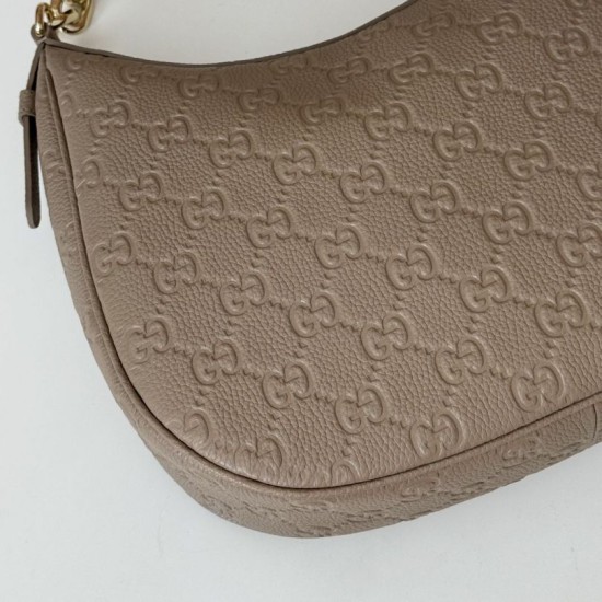 Replica Gucci 820453 GG Emblem medium shoulder bag Taupe Fake