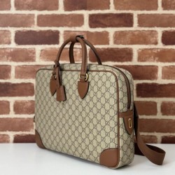 Replica Gucci 821149 GG Emblem medium briefcase Bag Brown Fake