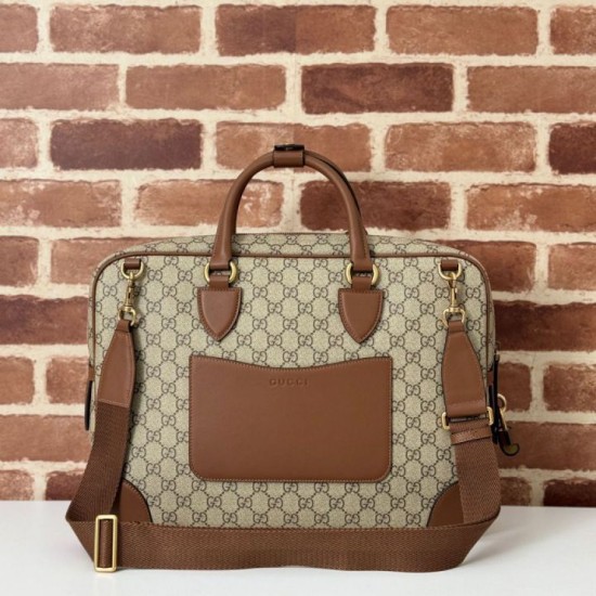 Replica Gucci 821149 GG Emblem medium briefcase Bag Brown Replica Gucci 821149 GG Emblem medium briefcase Bag Brown Fake