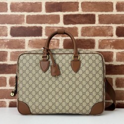 Replica Gucci 821149 GG Emblem medium briefcase Bag Brown Fake