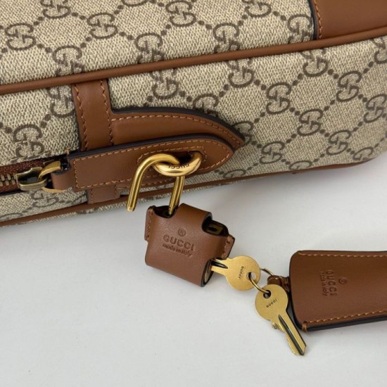Replica Gucci 821149 GG Emblem medium briefcase Bag Brown Replica Gucci 821149 GG Emblem medium briefcase Bag Brown Fake