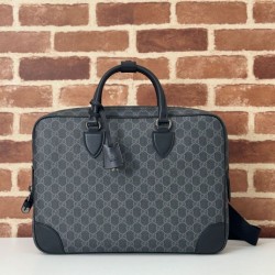 Replica Gucci 821149 GG Emblem medium briefcase Bag Black Fake