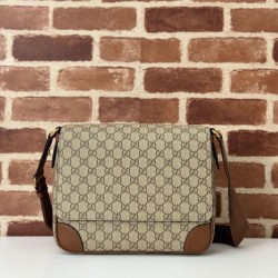 Replica Gucci 821154 GG Emblem medium Men crossbody bag Brown Fake