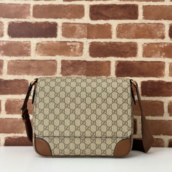 Replica Gucci 821154 GG Emblem medium Men crossbody bag Brown Fake