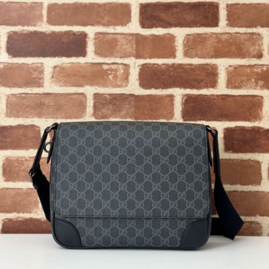 Replica Gucci 821154 GG Emblem medium Men crossbody bag Black Fake