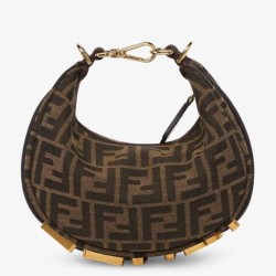 Replica Fendi Fendigraphy Mini Bag Brown FF Jacquard Fabric Fake