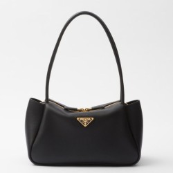 Replica Prada Shoulder Bag with Triangle Logo Black Fake