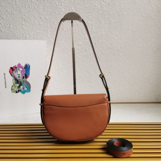 Replica Prada Arque Shoulder Bag with Flap Brown Fake Replica Prada Arque Shoulder Bag with Flap Brown Fake