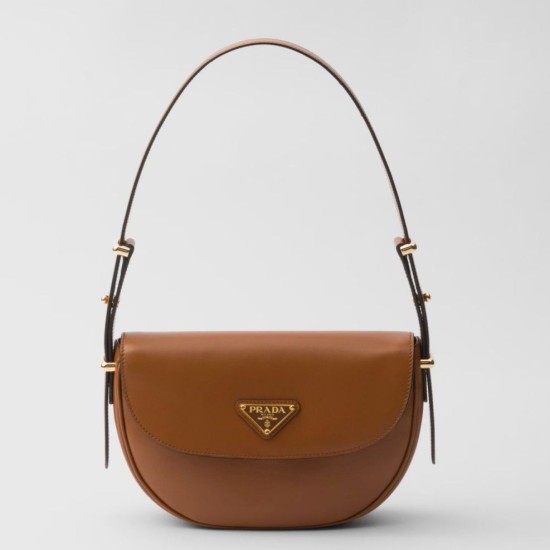 Replica Prada Arque Shoulder Bag with Flap Brown Fake Replica Prada Arque Shoulder Bag with Flap Brown Fake