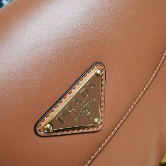 Replica Prada Arque Shoulder Bag with Flap Brown Fake Replica Prada Arque Shoulder Bag with Flap Brown Fake