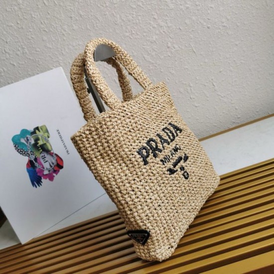 Replica Prada Small Crochet Tote Bag Raffia-effect Yarn Beige Fake Replica Prada Small Crochet Tote Bag Raffia-effect Yarn Beige Fake