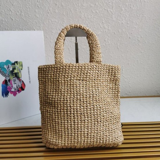 Replica Prada Small Crochet Tote Bag Raffia-effect Yarn Beige Fake Replica Prada Small Crochet Tote Bag Raffia-effect Yarn Beige Fake