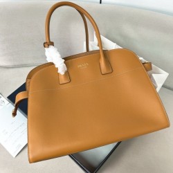 Replica Prada Large Tote Bag with Buckles Brown Fake