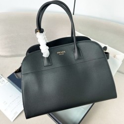 Replica Prada Large Tote Bag with Buckles Black Fake