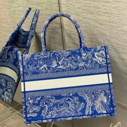 Replica Dior Medium Book Tote Bag Toile de Jouy Reverse Embroidery Blue Fake