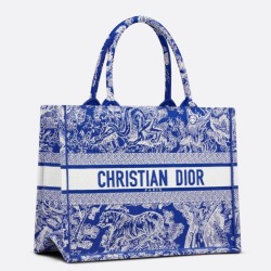 Replica Dior Medium Book Tote Bag Toile de Jouy Reverse Embroidery Blue Fake