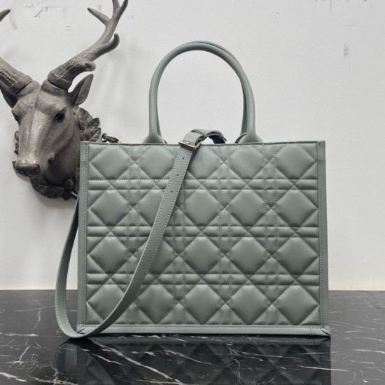 Replica Dior Medium Book Tote Bag with Strap Macrocannage Grey Fake