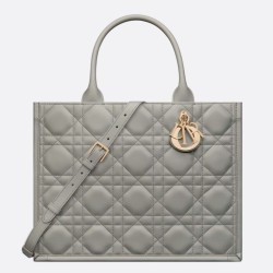 Replica Dior Medium Book Tote Bag with Strap Macrocannage Grey Fake