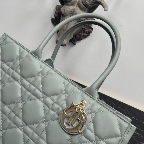 Replica Dior Medium Book Tote Bag with Strap Macrocannage Grey Fake