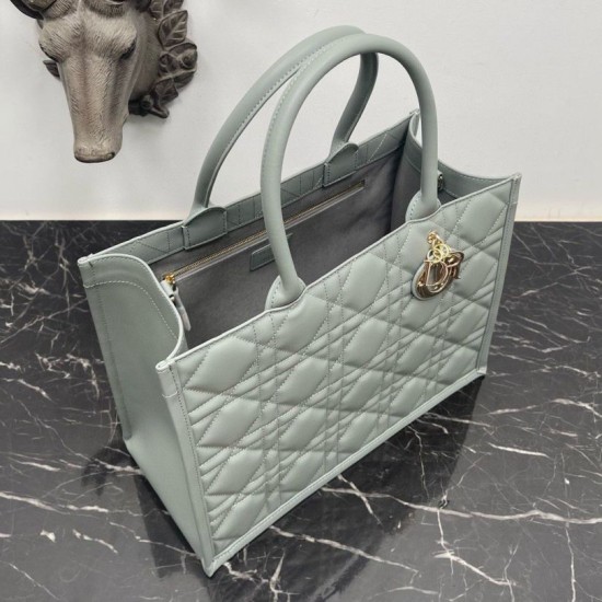 Replica Dior Medium Book Tote Bag with Strap Macrocannage Grey Fake