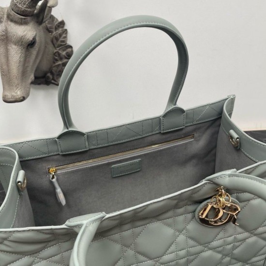 Replica Dior Medium Book Tote Bag with Strap Macrocannage Grey Fake