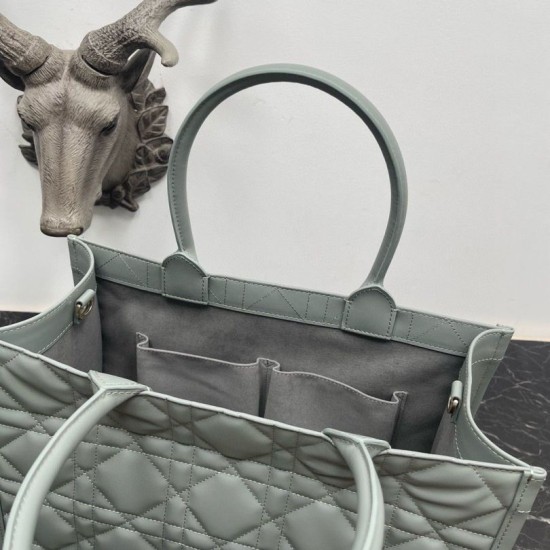Replica Dior Medium Book Tote Bag with Strap Macrocannage Grey Fake