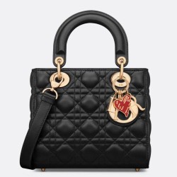 Replica Dior Dioramour Small Lady Dior Bag Cannage Black Fake