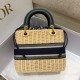 Replica Dior Medium Lady Dior Bag Wicker and Oblique Jacquard Blue Fake Replica Dior Medium Lady Dior Bag Wicker and Oblique Jacquard Blue Fake