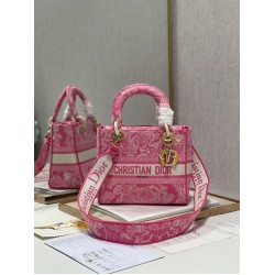 Replica Dior Medium Lady D-Lite Bag Toile de Jouy Reverse Embroidery Pink Fake Replica Dior Medium Lady D-Lite Bag Toile de Jouy Reverse Embroidery Pink Fake