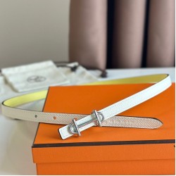 Replica Hermes Gamma 13mm Belt Reversible Epsom Taupe Swift White/Yellow