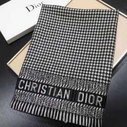 Replica Christian Dior Stole Wool Scarves Black/White Fake