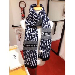 Replica Dior CD Oblique Stole Wool and Cashmere Blue Fake Replica Dior CD Oblique Stole Wool and Cashmere Blue Fake