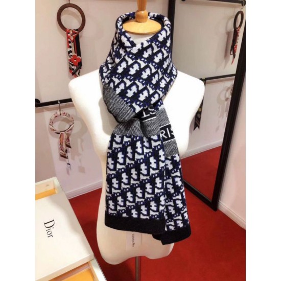 Replica Dior CD Oblique Stole Wool and Cashmere Blue Fake Replica Dior CD Oblique Stole Wool and Cashmere Blue Fake