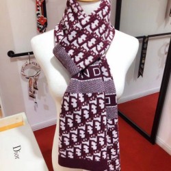 Replica Dior CD Oblique Stole Wool and Cashmere Bordeaux Fake