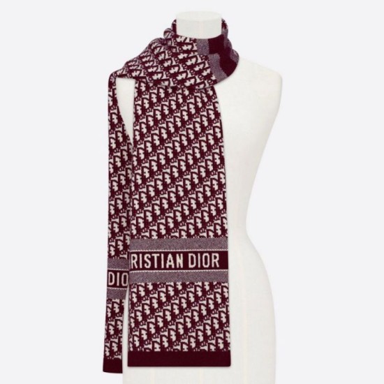 Replica Dior CD Oblique Stole Wool and Cashmere Bordeaux Fake Replica Dior CD Oblique Stole Wool and Cashmere Bordeaux Fake