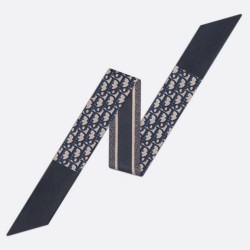 Replica Dior Oblique Mitzah Scarf Silk Twill Blue Fake